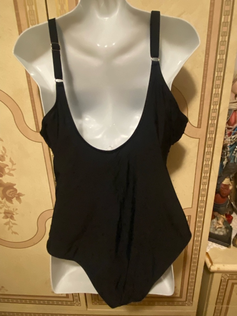 Ruffle-Front Black One-Piece Swimsuit - Picture 3 of 4